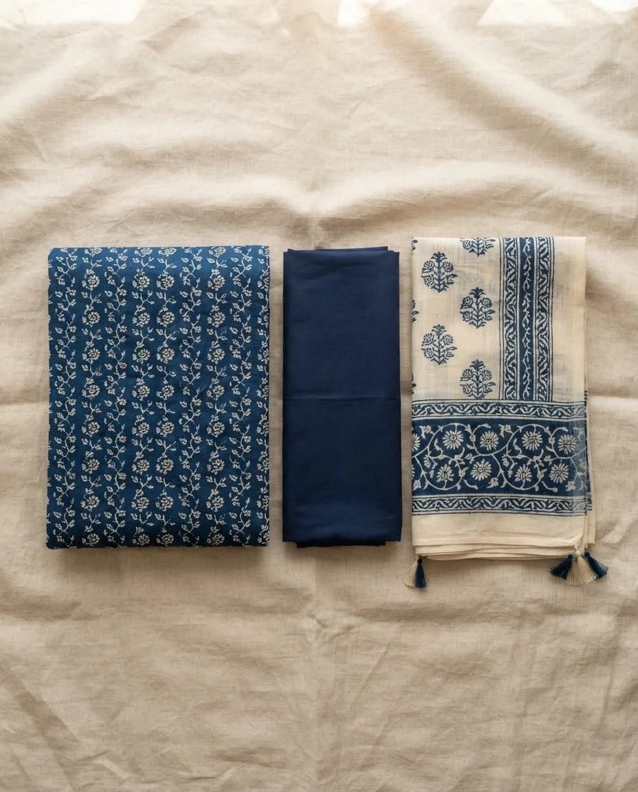 Indigo floral cotton