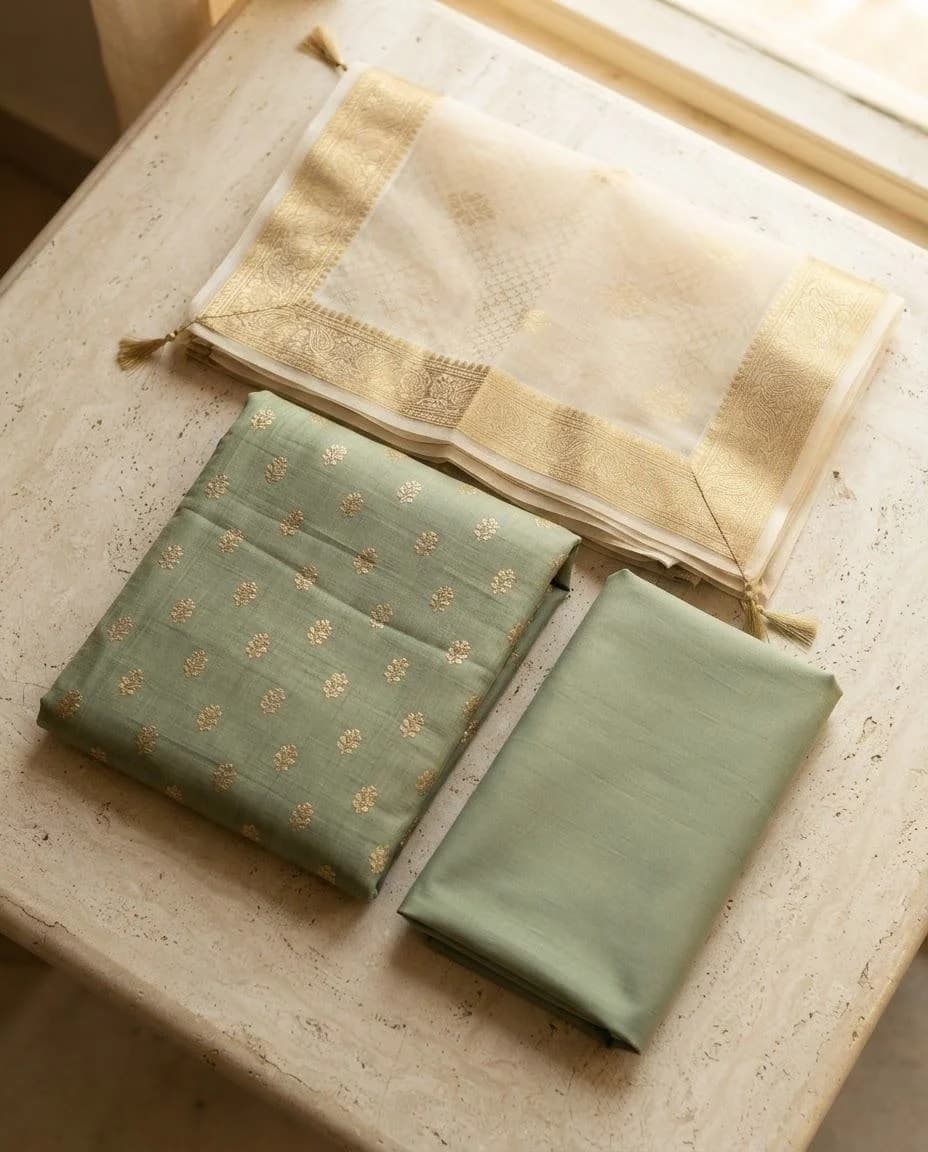 Sage Chanderi silk